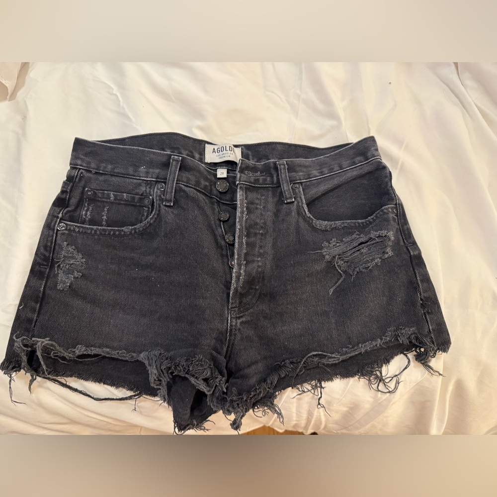 Agolde Black Denim Shorts 28